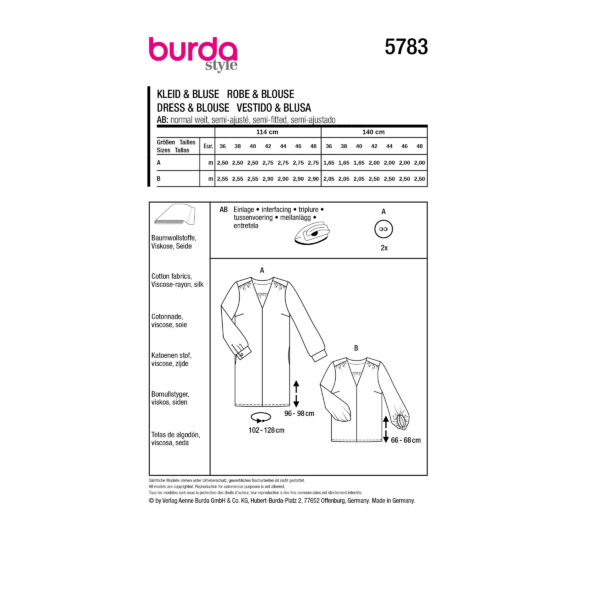 Burda Style Schnittmuster Nr. 5783 - Kleid und Bluse - V-Ausschnitt – Bild 8
