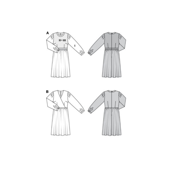 Burda Style Schnittmuster Nr. 5784 - Kleid - voluminöse Ärmel - Wickeloptik – Bild 8