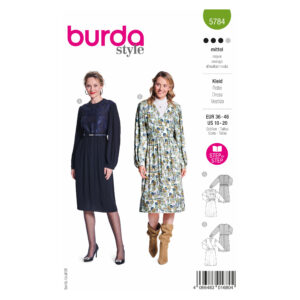 Burda Style Schnittmuster Nr. 5784 - Kleid - voluminöse Ärmel - Wickeloptik