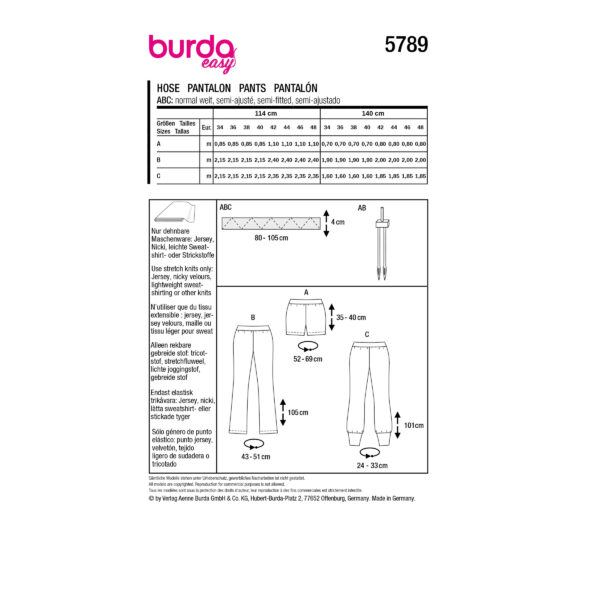 Burda Easy Schnittmuster Nr. 5789 - Hose - Shorts - für jeden Anlass – Bild 10
