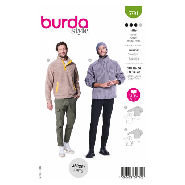 Burda Style Schnittmuster Nr. 5791 - Sweater - Pullover - Pulli - für Herren