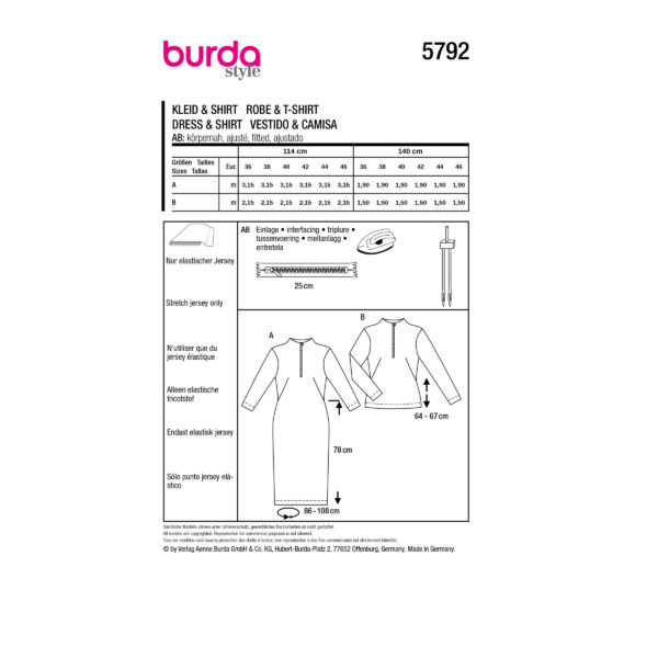 Burda Style Schnittmuster Nr. 5792 - Kleid und Shirt - vielseitig kombinierbar – Bild 7