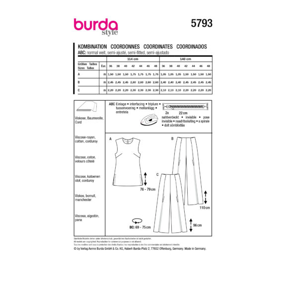 Burda Style Schnittmuster Nr. 5793 - Kombination - Top und weite Hose – Bild 9