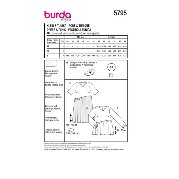 Burda Style Schnittmuster Nr. 5795 - Kleid und Tunika - luftig - locker - lässig – Bild 9