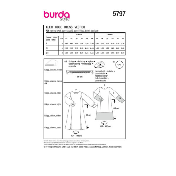 Burda Style Schnittmuster Nr. 5797 - Kleid - schwingender Rock - große Größen – Bild 8