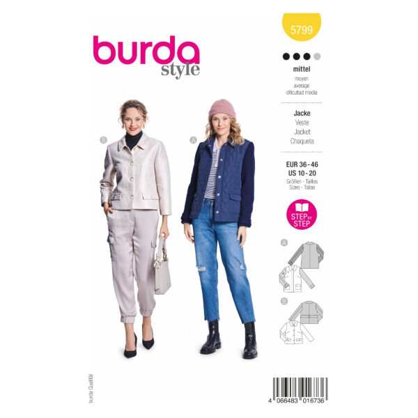 Burda Style Schnittmuster Nr. 5799 - Jacke - trendig - lässig - 2 Varianten