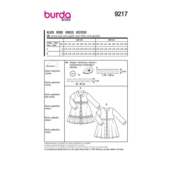 Burda Kids Schnittmuster Nr. 9217 - Kleid - schwungvoll - leicht – Bild 8