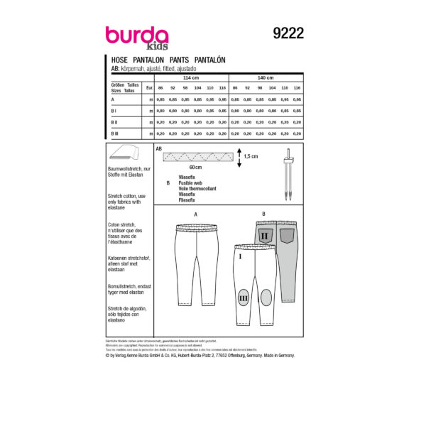 Burda Kids Schnittmuster Nr. 9222 - Hose - Kinderjeans - Gummibund - Rüschen – Bild 5