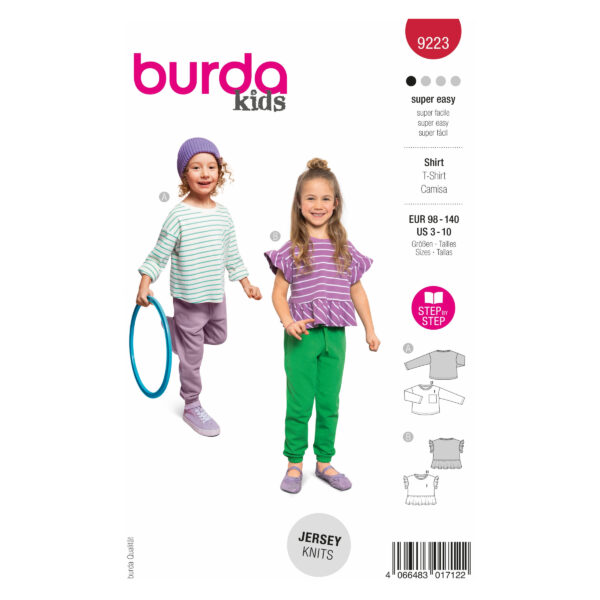 Burda Kids Schnittmuster Nr. 9223 - Shirt - T-Shirt - Sweatshirt - 2 Varianten