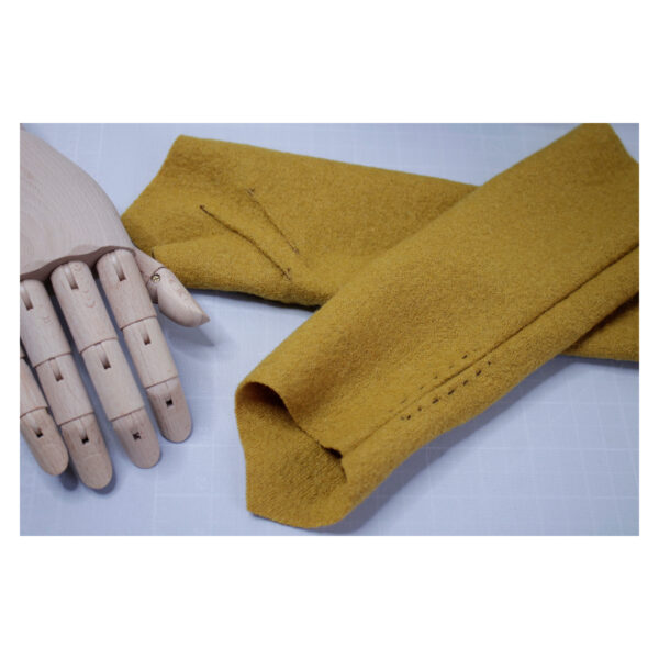 Senffarbene Armstulpen - Walkloden -  mit Biesen - WLK-senf – Bild 4
