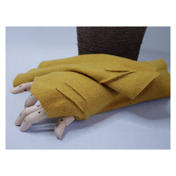 Senffarbene Armstulpen - Walkloden -  mit Biesen - WLK-senf – Bild 2