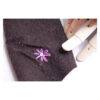 Braune Armstulpen - Walkloden - Biesen - bestickt mit kleiner Blüte - WLK-braun – Bild 3