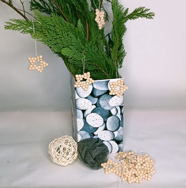Holzperlen Stern ca. 5 cm - 5 Stck. im Set - Weihnachtsbaumschmuck - Dekoartikel - Geschenkanhänger - Holz naturbelassen – Bild 2