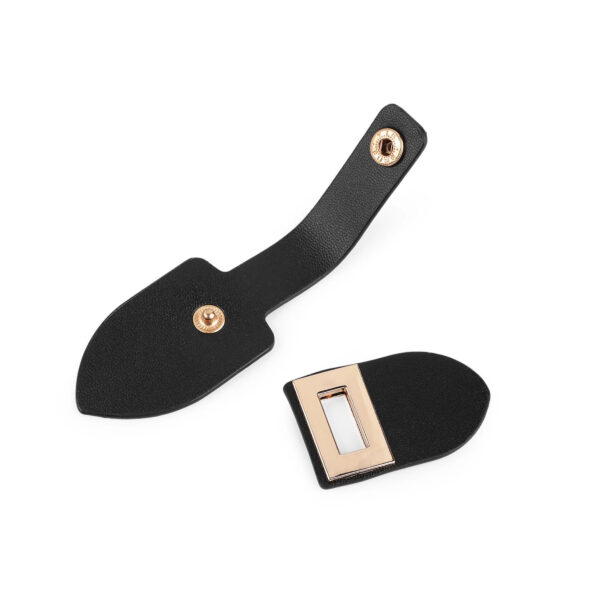 Eleganter Verschluss  aus Kunstleder 3,5 x 11,5 cm - schwarz/gold – Bild 4