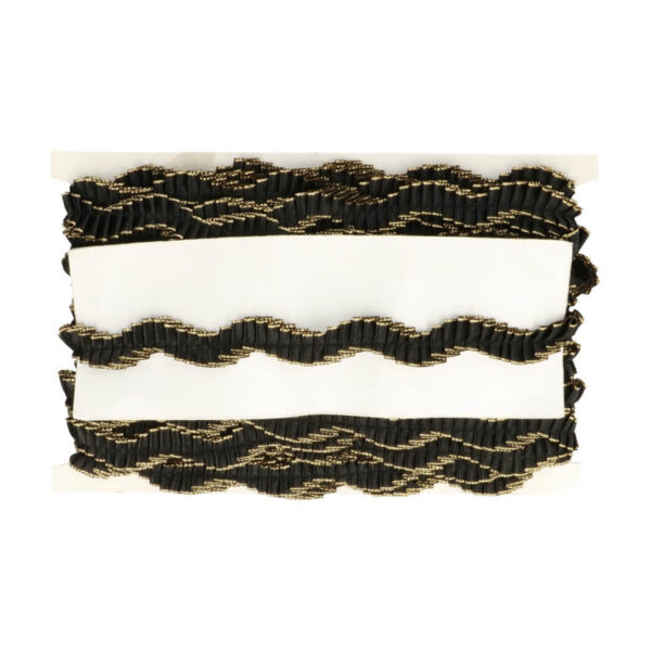 Satin - Rüschenband mit Goldkante - 12mm - 2m - zwei Farben