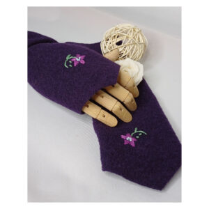 Armstulpen - Walkloden - Pflaume - bestickt - kleine Blume