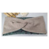 Kuscheliges warmes Stirnband - Haarband - Strickstoff mit French Terry gefüttert - Beige, Grün – Bild 3