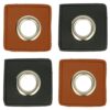 5 Paar (10 Stk.) Ösen Patches Kunstleder sw/braun - ca. 40x40 mm - Metallösen