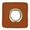 5 Paar (10 Stk.) Ösen Patches Kunstleder sw/braun - ca. 40x40 mm - Metallösen – Bild 2
