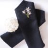 Schwarze Armstulpen - Walkloden - bestickte Blüten - Apricot – Bild 4