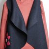 Oversize Weste - Walkloden - Wollweste - mit Applikation - Schwarz / Rot – Bild 4