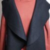 Oversize Weste - Walkloden - Wollweste - mit Applikation - Schwarz / Terra – Bild 3