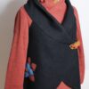 Oversize Weste - Walkloden - Wollweste - mit Applikation - Schwarz / Terra – Bild 2