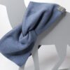 Kuscheliges warmes Stirnband - Haarband - Strickstoff mit French Terry gefüttert - Rauchblau / Striche – Bild 4