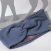 Kuscheliges warmes Stirnband - Haarband - Strickstoff mit Jersey gefüttert - Rauchblau / Ornament