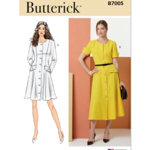 Butterick Schnittmuster - B7005 - schlichtes, elegantes, geknöpftes Kleid