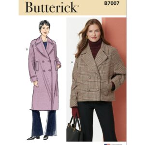 Butterick Schnittmuster - B7007 - Damenjacke, Damenmantel, doppelreihig geknöpft
