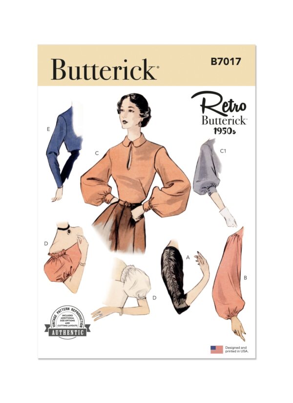 Butterick Schnittmuster - B7017 -  Retro - Ärmelvarianten für Blusen aus den 1950 er Jahren