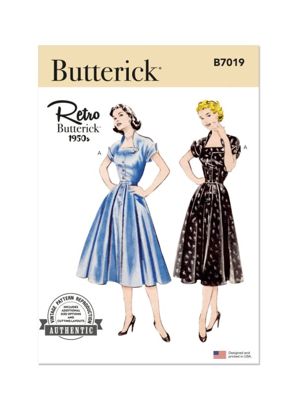 Butterick Schnittmuster - B7019 - Retro - bezauberndes Sommerkleid im Stil der 1950 er Jahre