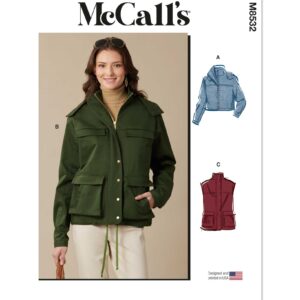 McCalls Schnittmuster M8532 - kurze Damenjacke, Damenweste mit Stehkragen