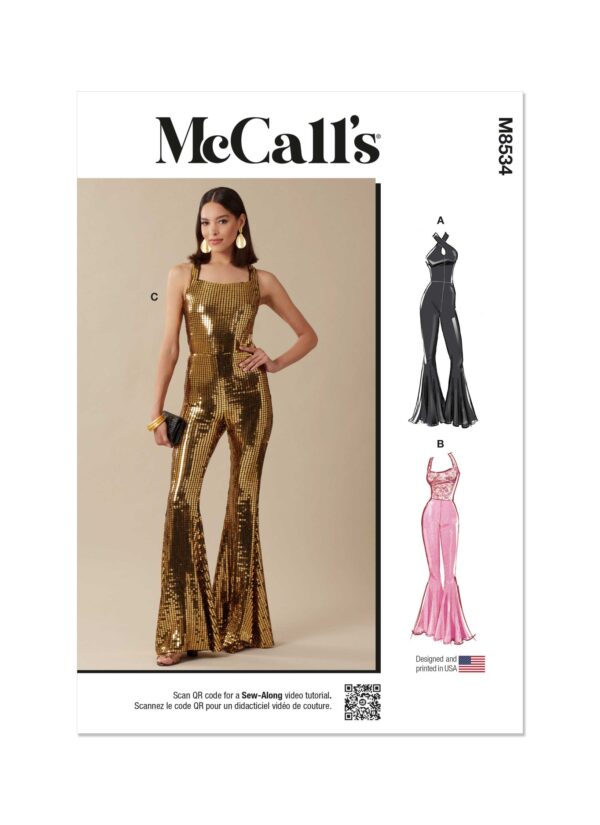 McCalls Schnittmuster M8534 - eleganter Träger Catsuit für festliche Gelegenheiten