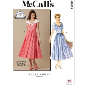 McCalls Schnittmuster M8539 - Vintage - elegantes Sommerkleid mit Schleifenkragen, Stil der 80 er Jahre
