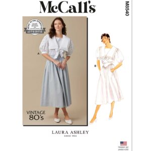McCalls Schnittmuster M8540 - Vintage - verspieltes Sommerkleid mit Matrosenkragen, Stil der 80 er Jahre