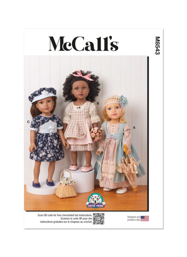 McCalls Schnittmuster M8543 - Puppenkleider für Puppe 46 cm