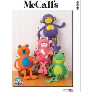 McCalls Schnittmuster M8546 - Tiere -  Plüschtiere, Affe, Bär, Frosch, Schwein