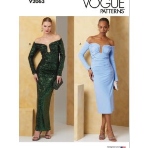 Vogue Schnittmuster - V2063 - körperbetontes, ausgefallenes Abendkleid