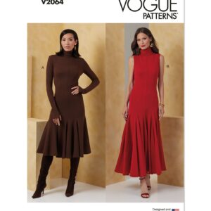 Vogue Schnittmuster V2064 - Jerseykleid mit Godetfalten am Saum