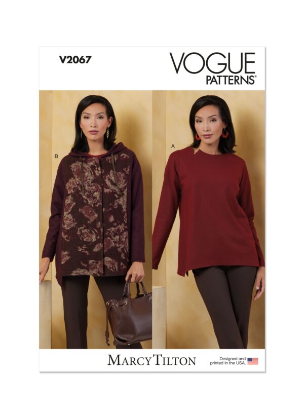 Vogue Schnittmuster V2067 - Damenshirt oder Kapuzenjacke