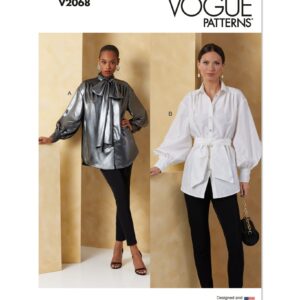 Vogue Schnittmuster - V2068 - Bluse mit Bindegürtel