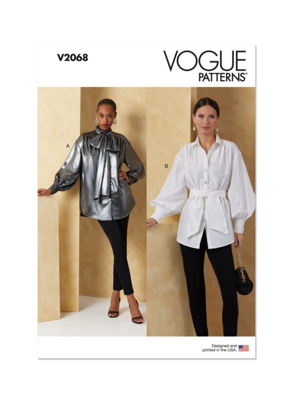 Vogue Schnittmuster - V2068 - Bluse mit Bindegürtel