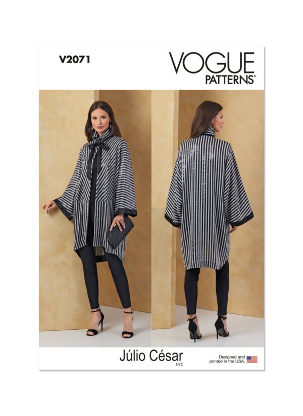 Vogue Schnittmuster V2071 - lässig weite, dünne Blusenjacke für Damen
