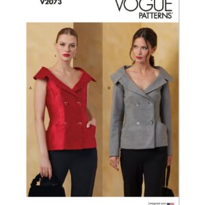 Vogue Schnittmuster - V2073 - Jacke oder Weste mit großem Ausschnitt