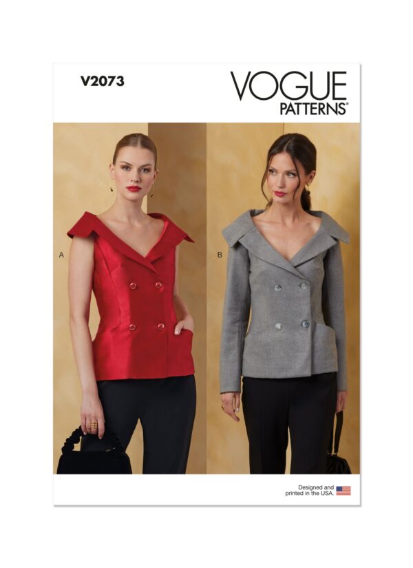 Vogue Schnittmuster - V2073 - Jacke oder Weste mit großem Ausschnitt