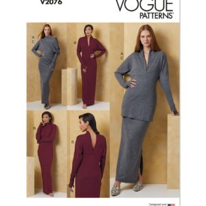 Vogue Schnittmuster - V2076 - Damenshirt, Kleid und Rock