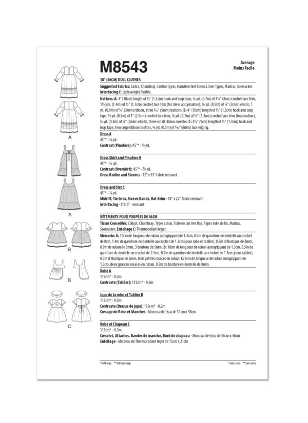 McCalls Schnittmuster M8543 - Puppenkleider für Puppe 46 cm – Bild 7