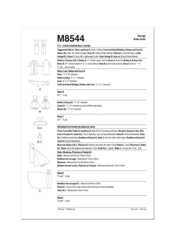McCalls Schnittmuster M8544 - Puppenkleider für Puppe 29 cm – Bild 9